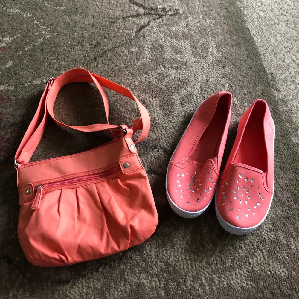 Peach Purse and Shoes Set